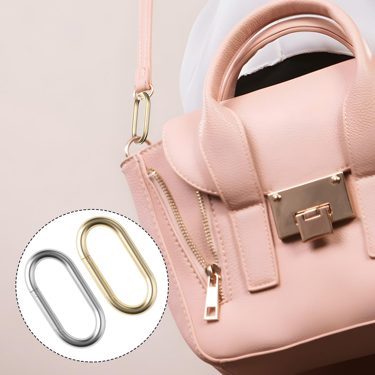 4Pcs Gold Keychain Clip & Spring O Ring 1.97"x0.98"（ Gold & Silver）