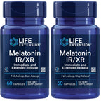 Life Extension Melatonin IR/XR, 1.5 mg, immediate- and Extended-Release Formula for Optimal Sleep Support, Healthy circadian Rhythms, Cellular Defense, Gluten-Free, Non-GMO, 60 Capsules (Pack of 2)