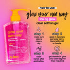 b.tan Dark Clear Self Tan Gel | Glow Your Own Way - Best Transfer Resistant, Ultra Quick Bronze, Gradual Sunless Tanning Lotion, Deep Moisturizer, No Fake Tanner Smell, 16 Fl Oz