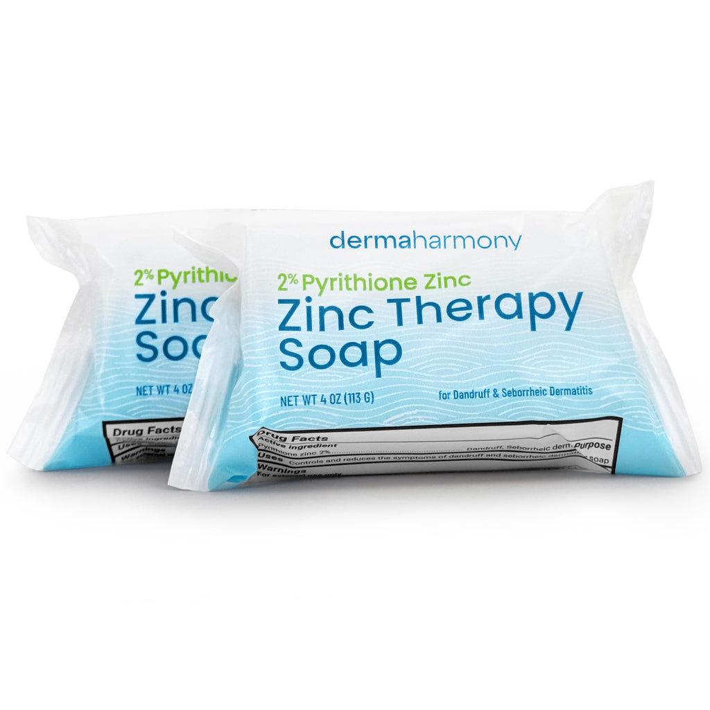 Dermaharmony Set of 2 2% Pyrithione Zinc (ZnP) Bar Soap 4 oz - Crafted for Those with Skin Conditions - Seborrheic Dermatitis, Dandruff, etc.