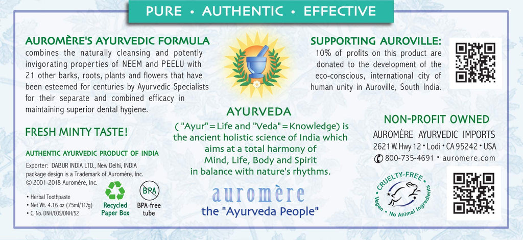 Auromere Ayurvedic Herbal Neem & Clove Toothpaste - Fresh Mint, 1 Pack