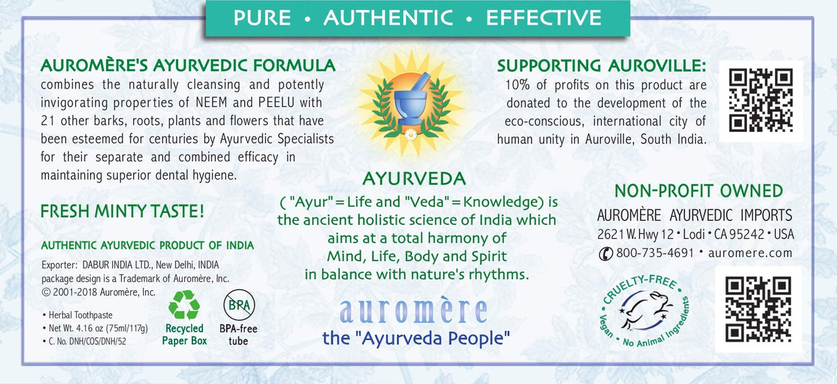 Auromere Ayurvedic Herbal Neem & Clove Toothpaste - Fresh Mint, 1 Pack