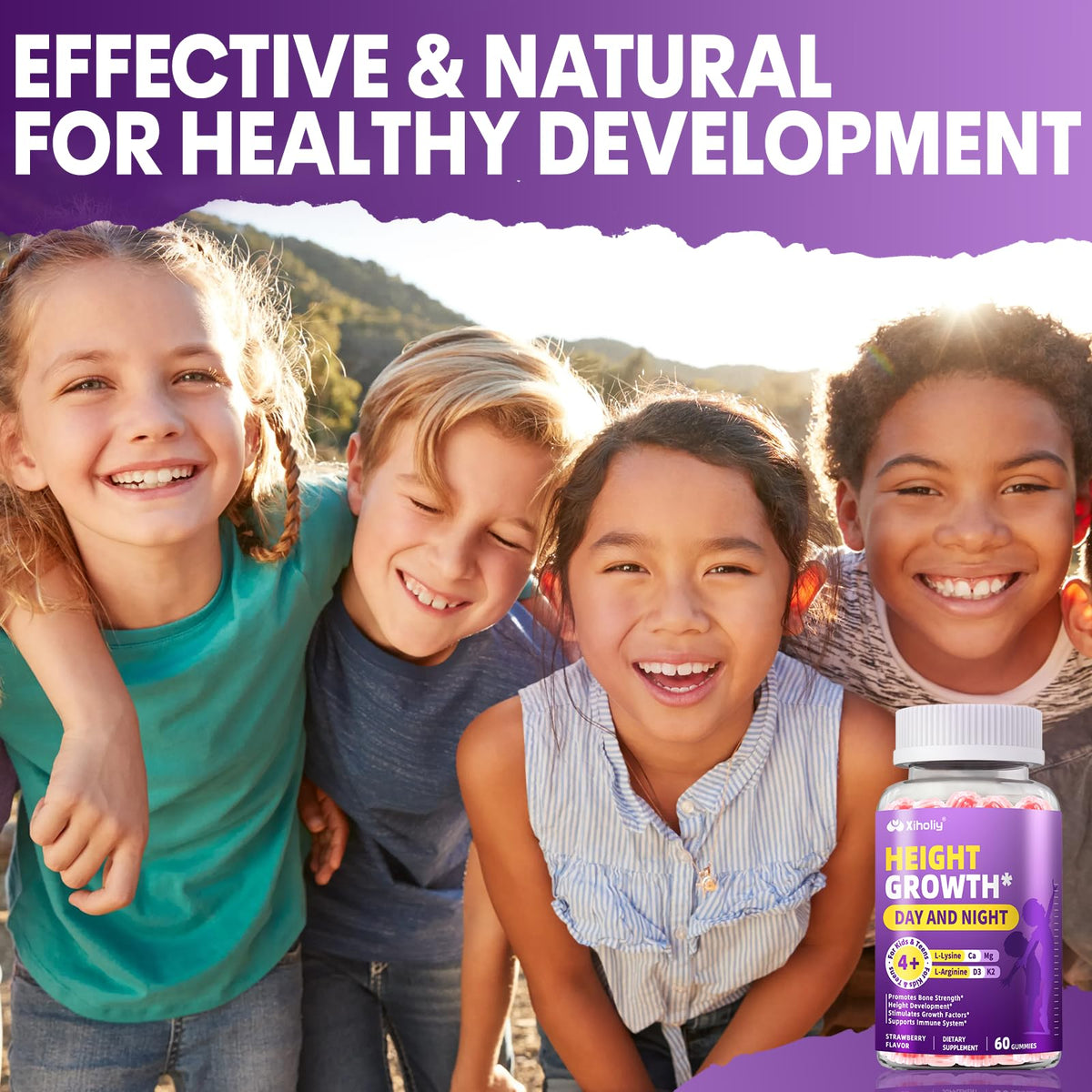 Height Growth Gummies for Kids & Teens - Natural Vitamin Growth Supplement