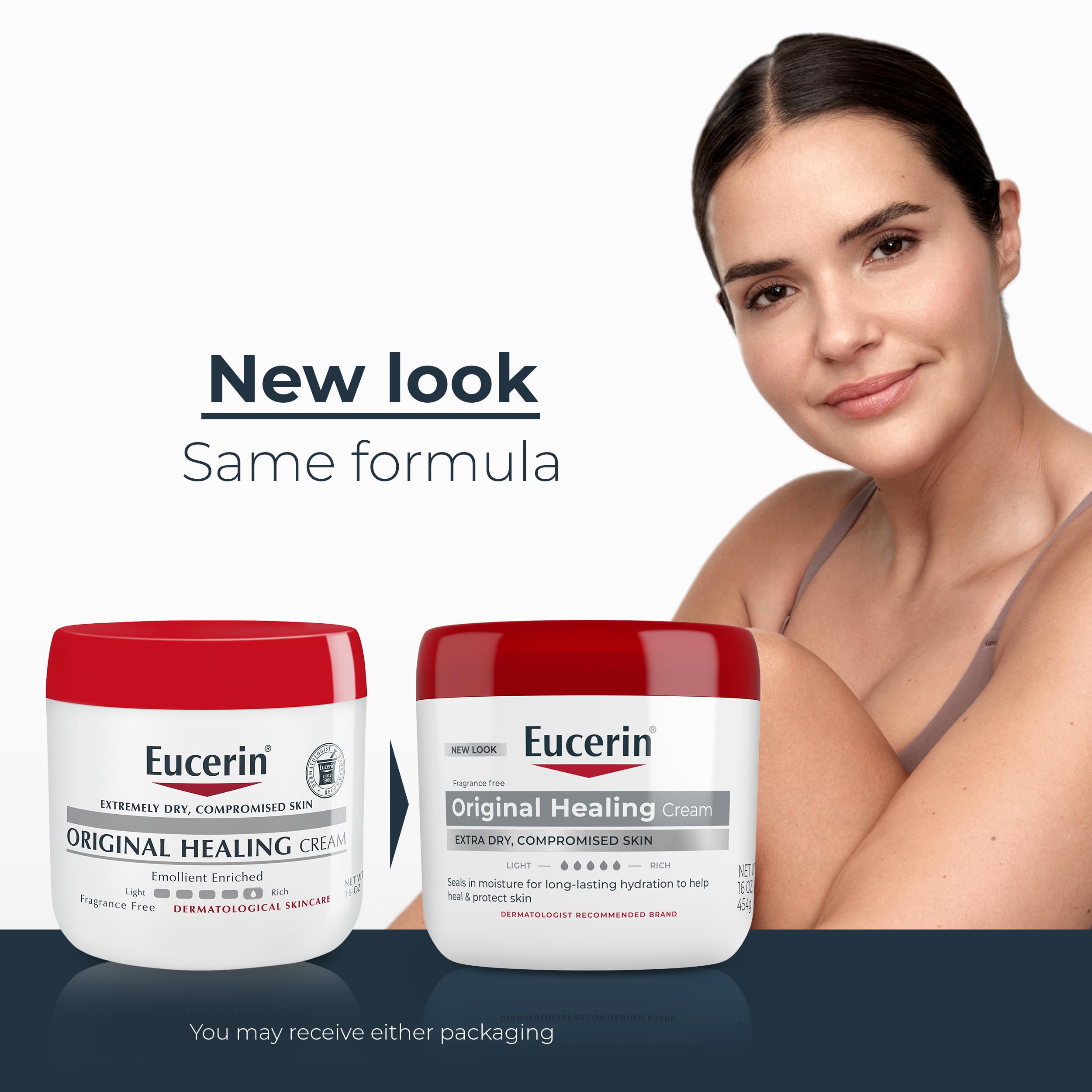 Eucerin Original Healing Cream, Emollient Enriched, 2 x 16 OZ | Unscented Body Cream for Extra Dry and Compromised Skin, Emollient Enriched Body Moisturizer, Long-Lasting Hydration