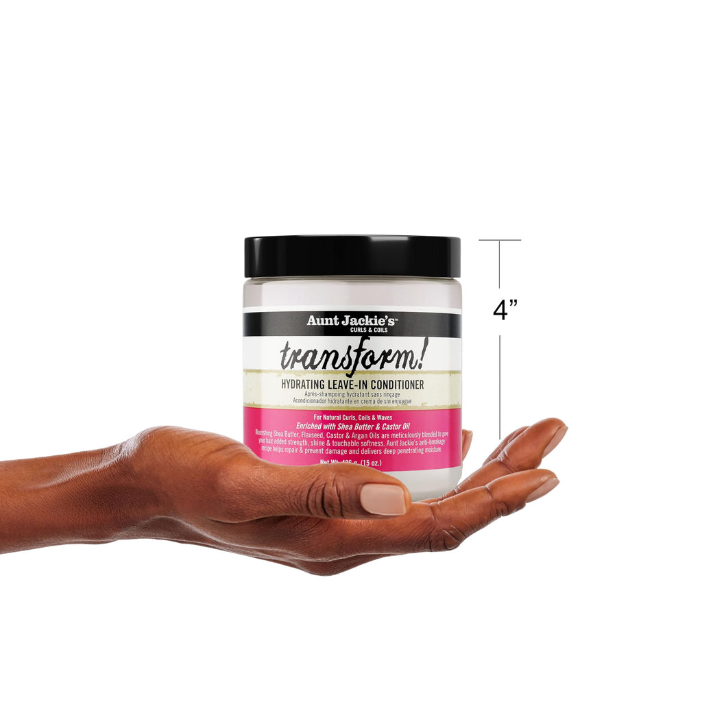 Aunt Jackie's Curls and Coils Transform Hydrating Leave-In Creme Conditioner for All Hair Types and Textures, 15 oz