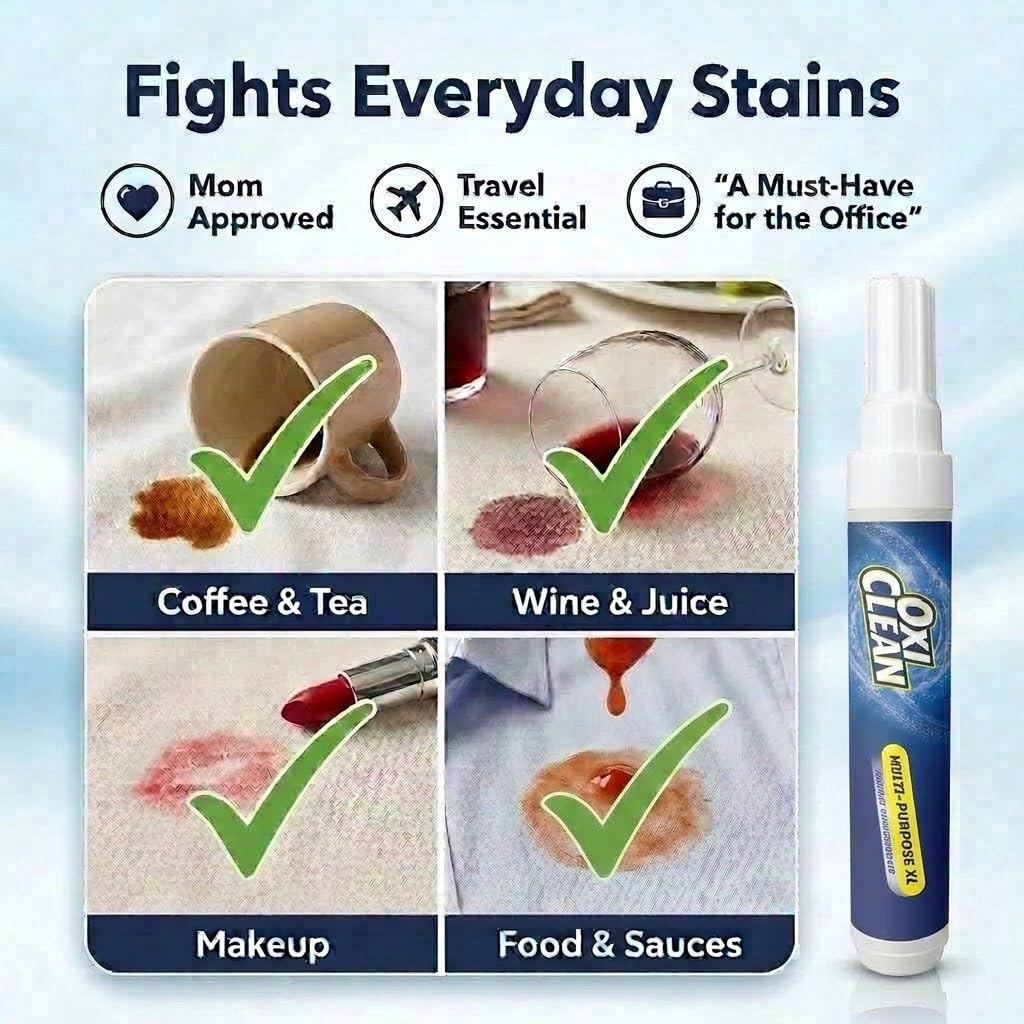 OxiClean On The Go Stain Remover Pen, 0.74 Fl Oz – Instant Travel Stain Cleaner for Clothes, Food, Wine, Coffee, Makeup, Portable & Easy Use