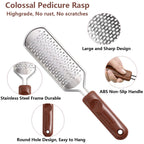 2 Pack Pedicure Kit, Foot File Callus Remover, Heel Scraper for Feet | Stainless Steel Foot Rasp & Wood Handle Callus Shaver (10 Replacements and 1 File Foot Head), Callus Remover for Feet