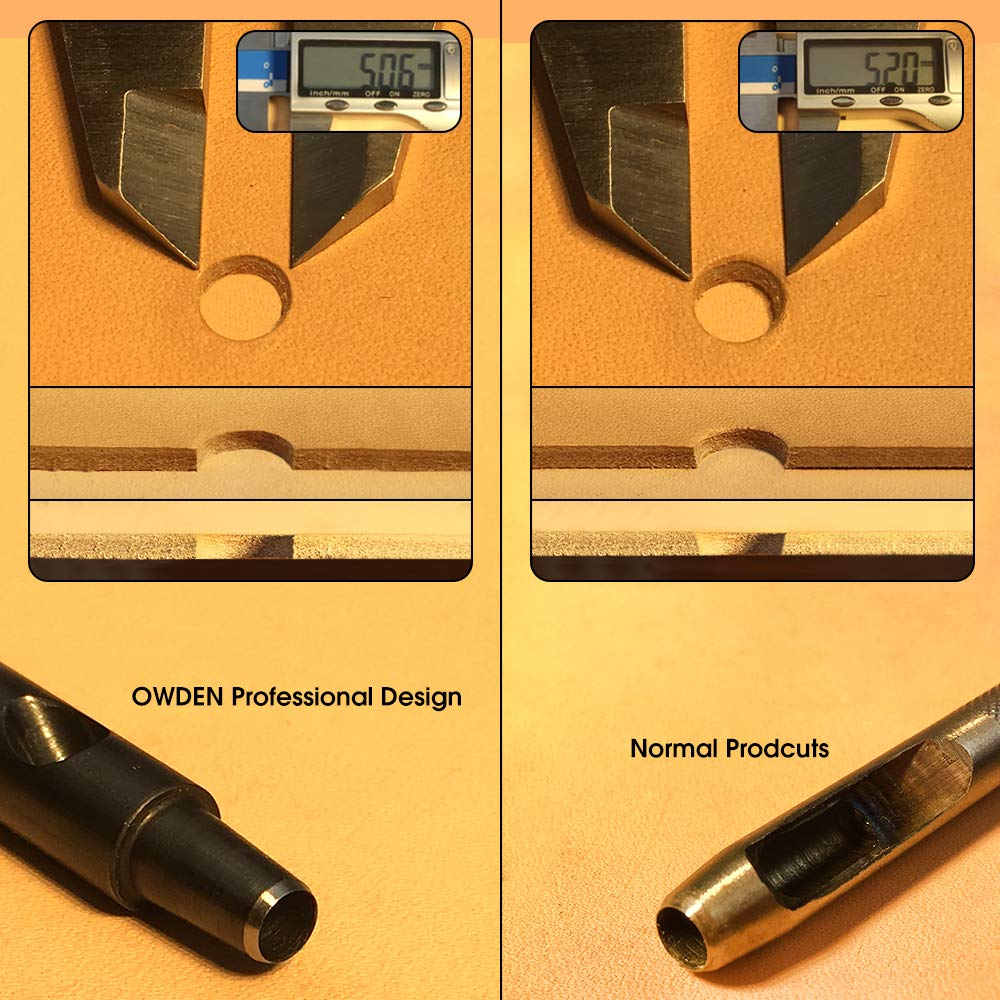 OWDEN Professional 6Pcs Leather Hollow Punch Set, 1.0-5.0mm,Slim Style.