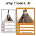 Halloween Decorations Fall Decor - 6FT Giant Handmade Real Twig Witch Broom