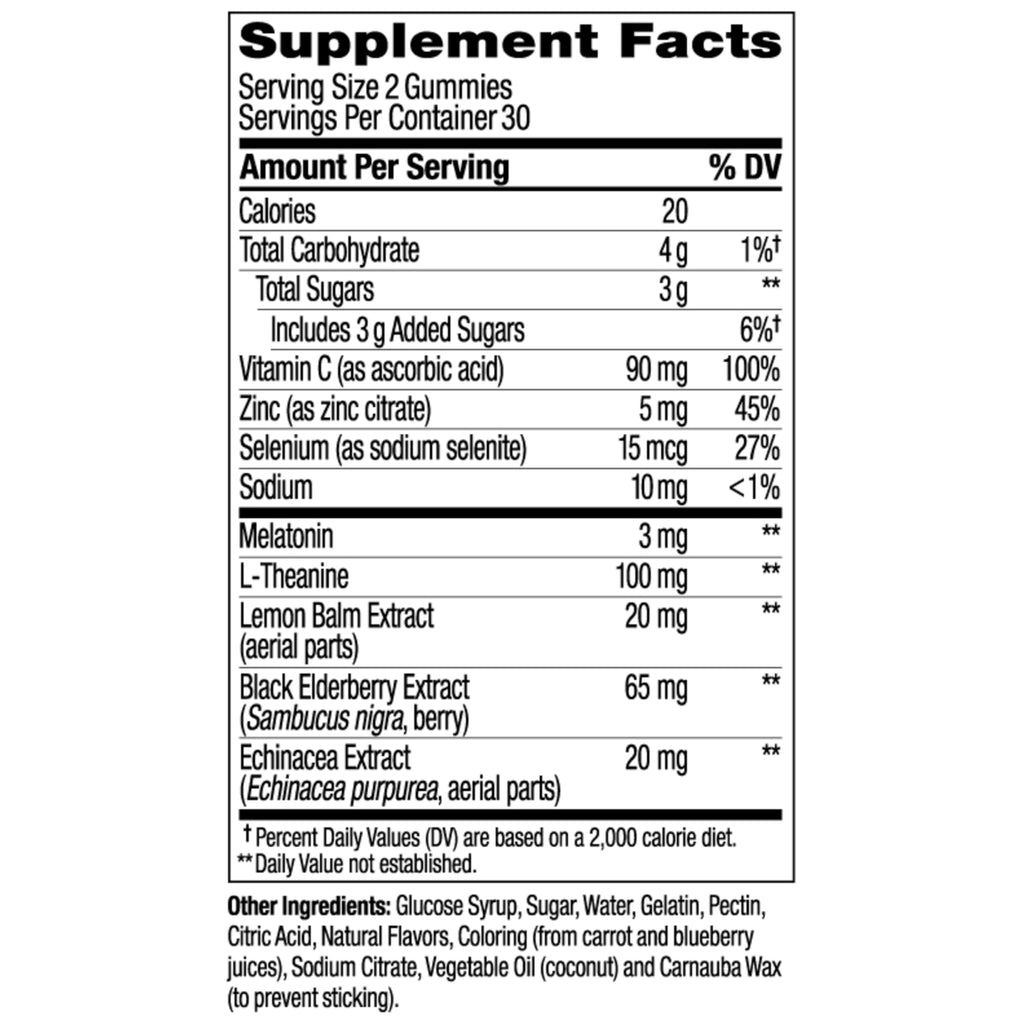 OLLY Immunity Sleep Gummy, Immune and Sleep Support, 3mg Melatonin, Echinacea, Zinc, Vitamin C, Chewable Supplement, Midnight Berry - 60 Count