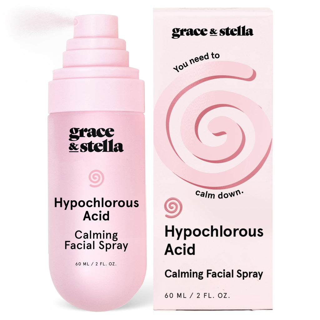 grace & stella Hypochlorous Acid Spray for Face - Acne Spray - Gentle Face Mist to Calm Redness, Flare-Ups, Breakouts, Body Acne, Bacne - Soothing Facial Mist for Sensitive Skin (120ml/4 fl oz)