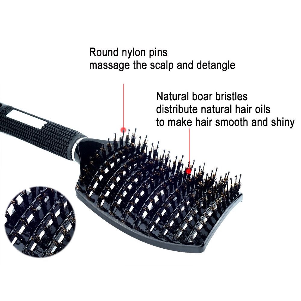 Buy now PERFEHAIR Natural Boar Bristle Hair Brush - Curved Vented Detangling Blow Dry Brush for Women Long, Thick, Thin, Curly Hair at indiglob india
