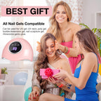 LadyMisty 72W UV LED Nail Lamp, 2026 New Upgrade UV Light for Gel Nails with 18 Beads, 3 Timer Nail Dryer, LCD Display, Auto Sensor, Professional Nail Lamps for Gel Polish (Pink)