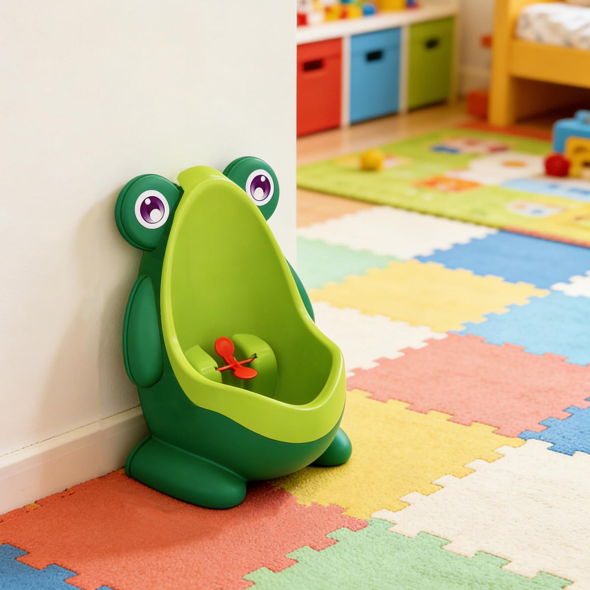 Frog Pee Training,Cute Potty Training Urinal for Boys with Funny Aiming Target,Green Urinals for Toddler Boy