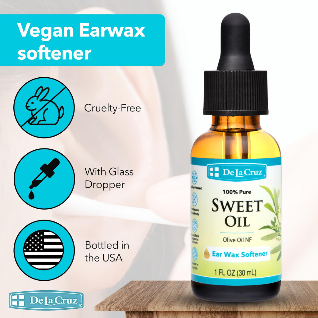 De La Cruz Sweet Oil, Ear Oil, Natural Ear Wax Softener, 1 fl. oz (30 mL)