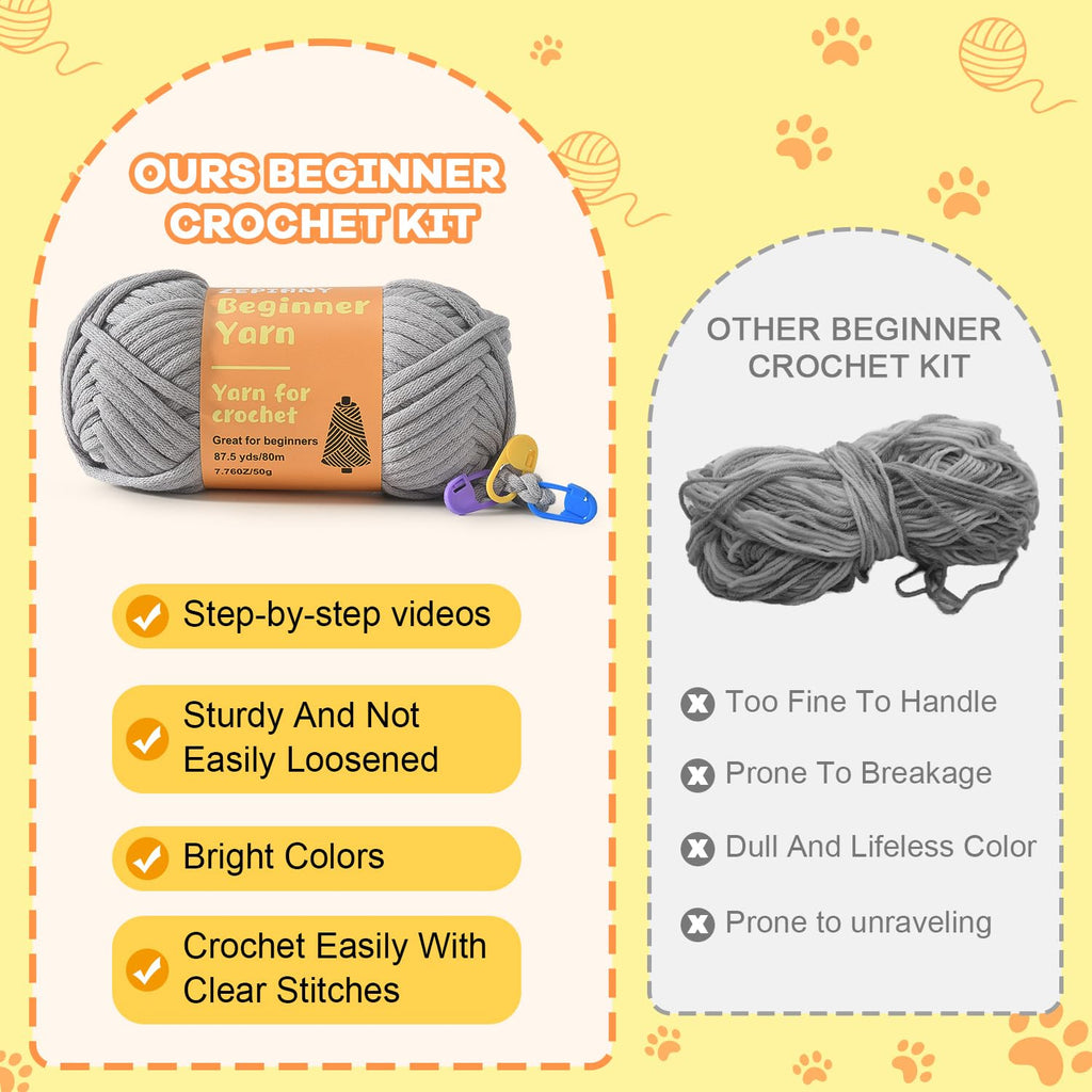 Zepiany Crochet Kit for Beginners Crochet Cat Beginner Crochet Kit for Adults Amigurumi Crochet Animals Cat Crafts Hobby Crochet Kits Easy Knitting Kit