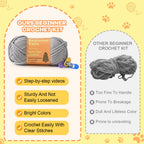 Zepiany Crochet Kit for Beginners Crochet Cat Beginner Crochet Kit for Adults Amigurumi Crochet Animals Cat Crafts Hobby Crochet Kits Easy Knitting Kit
