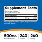 Nutricost Niacinamide (Vitamin B3) 500mg, 240 Capsules, Flush Free | Gluten-Free, GMO-Free