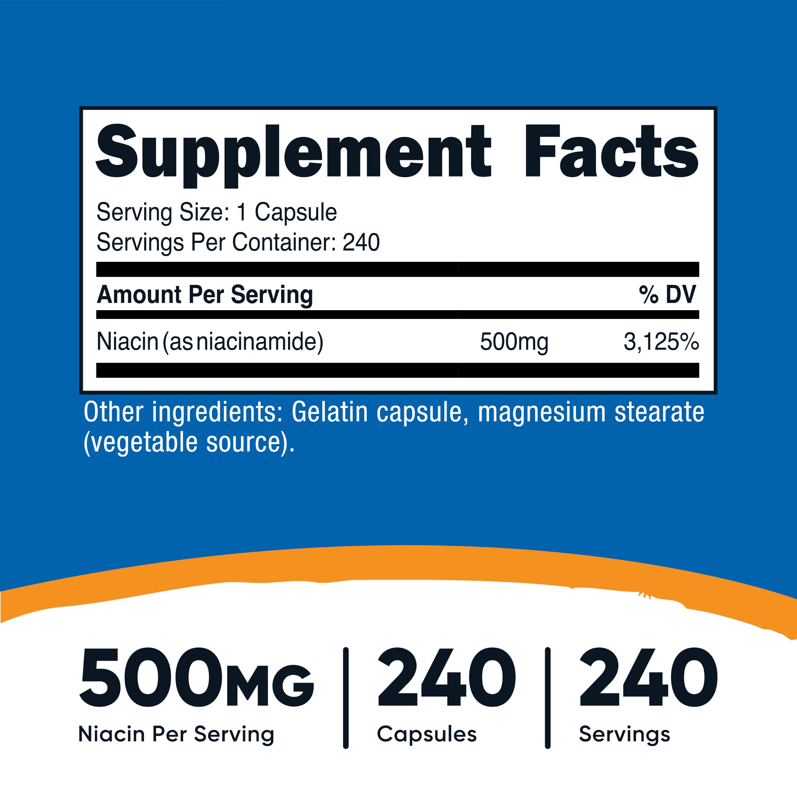 Nutricost Niacinamide (Vitamin B3) 500mg, 240 Capsules, Flush Free | Gluten-Free, GMO-Free
