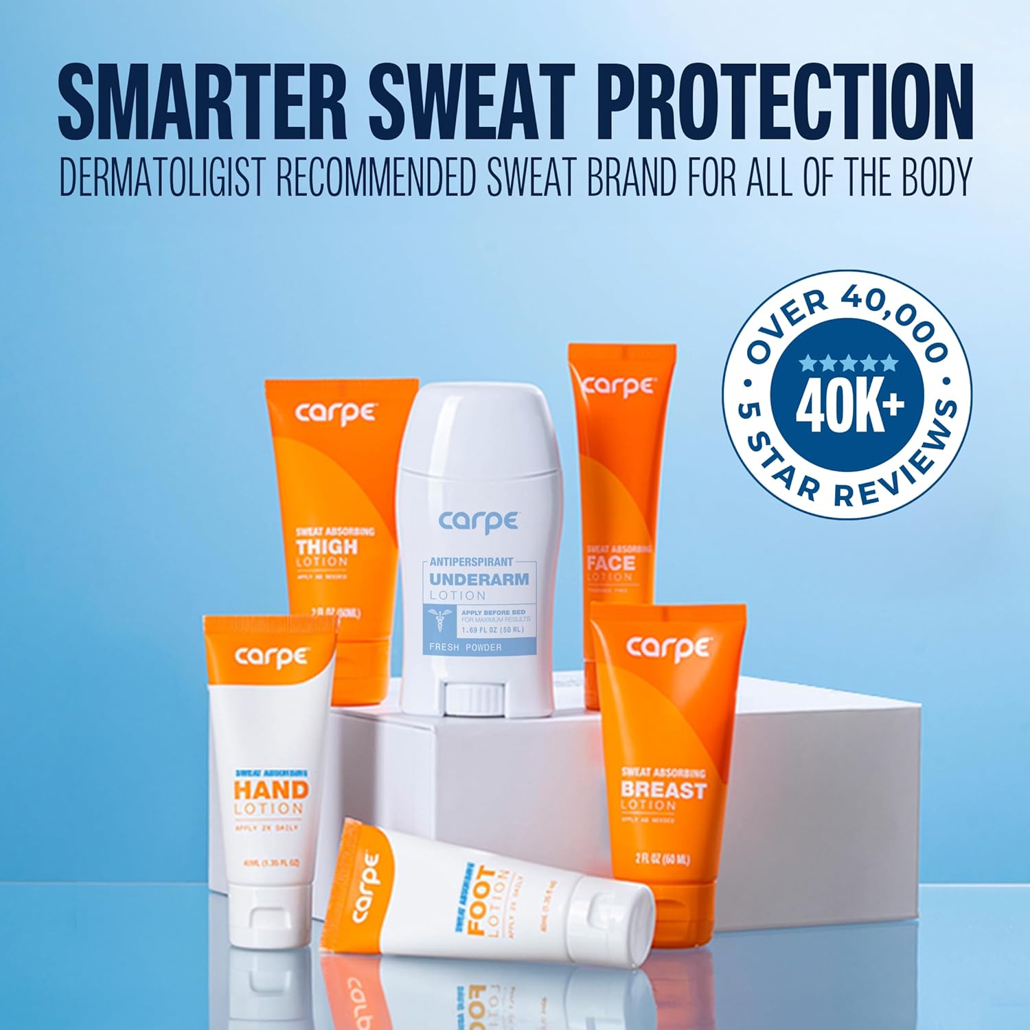Buy now Carpe Sweat Absorbing Hand and Foot Lotion Bundle (3 Hand and 3 Foot Tubes), Stop Sweaty Hands and Sweaty, Smelly Feet, Dermatologist-Recommended at indiglob india