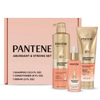 Pantene Abundant & Strong 3-Piece Regimen with B5 Complex + Niacinamide, Shampoo (13.5 oz), Conditioner (8 oz), Serum (2 oz) for Hair Loss, Thinning, Anti-Breakage, Volume - Grows Healthier