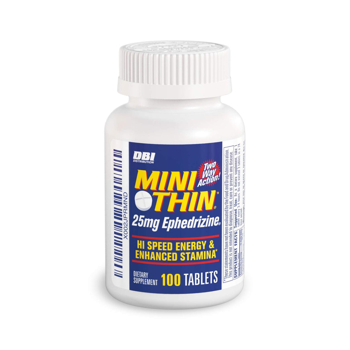 Mini Thin - Two-Way - Energy Tablets Formulated with Caffeine and Ephedrizine - 100 Tablets