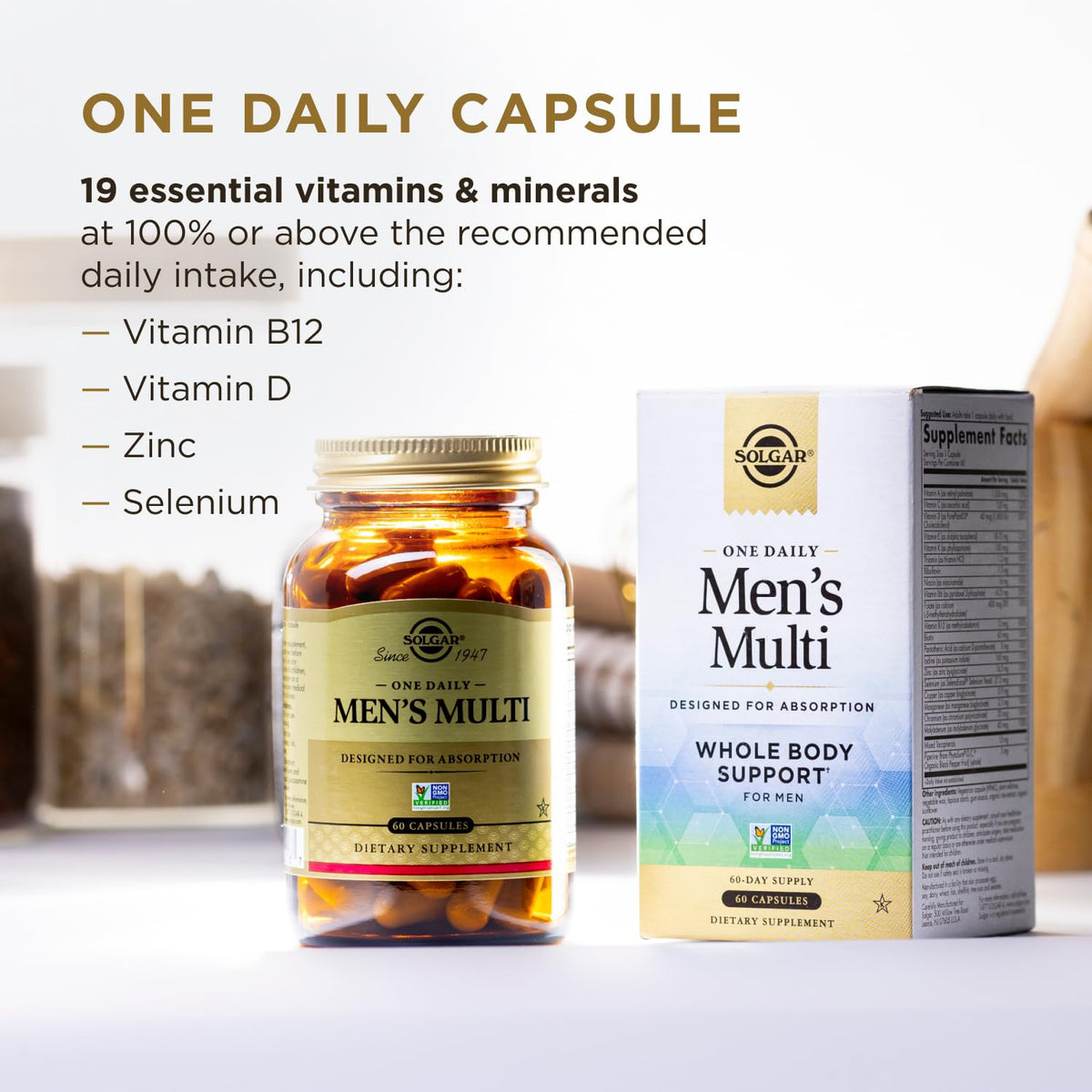 Solgar One Daily Men's Multi Multivitamin 60 Vegan Capsules
