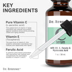 Buy now Vitamin C Serum 20% Pure L-Ascorbic Acid, Ferulic Acid, Vitamin E and Hyaluronic Acid for Face and Eyes Natural Anti Aging Anti Wrinkle 1oz. by Dr. Brenner at indiglob india