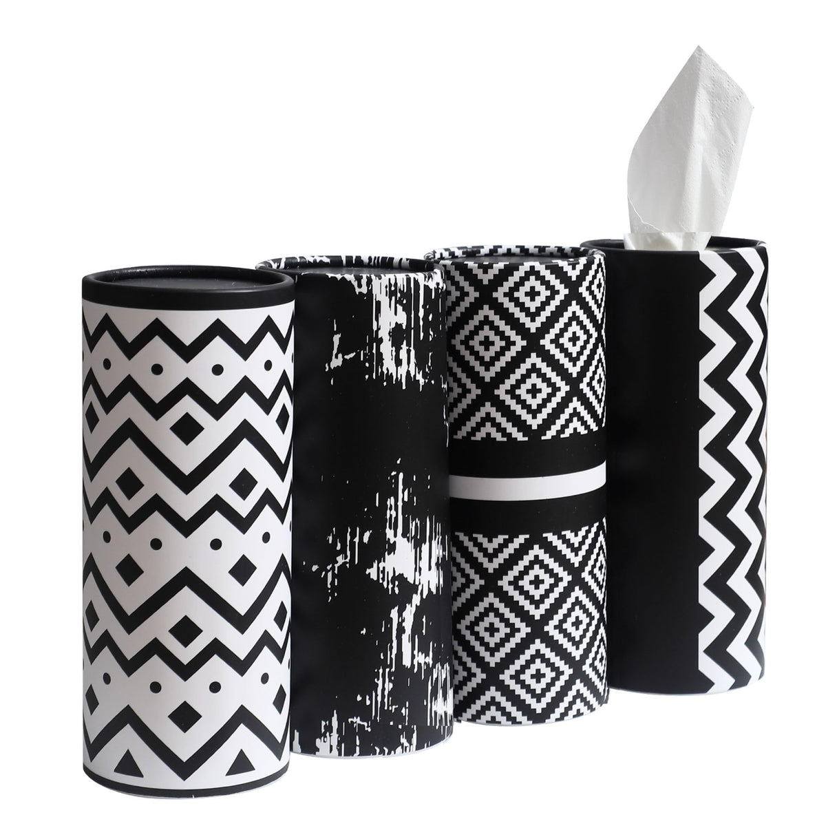 Small Car Tissues Holder with Facial Tissues - 4PK - Tisses for Car Travel Tissue Tubes Box Container Cylinder for Vehicle Cup Holder