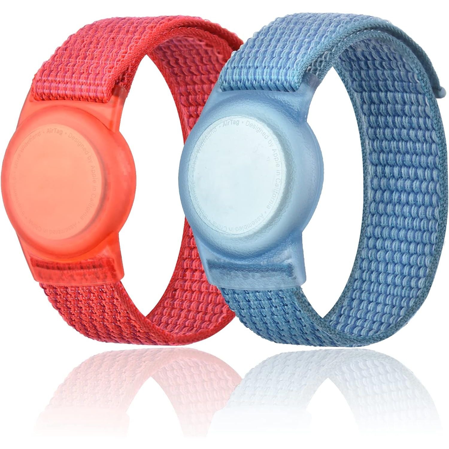 Buy now Kids Wristband Compatible with Apple AirTag, Protective Case for Air Tag GPS Tracker Holder with Nylon Bracelet, Adjustable Anti Lost Watch Band for Toddler Child Elder(Rainbow A) Red & Blue at indiglob india