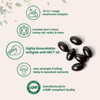 Micro Ingredients 10‑in‑1 Mega Mushroom Complex Supplement – Lions Mane, Cordyceps, Reishi, Chaga & More – 240 Softgels with MCT Oil – 4 Month Supply – Adaptogenic Functional Mushroom Blend