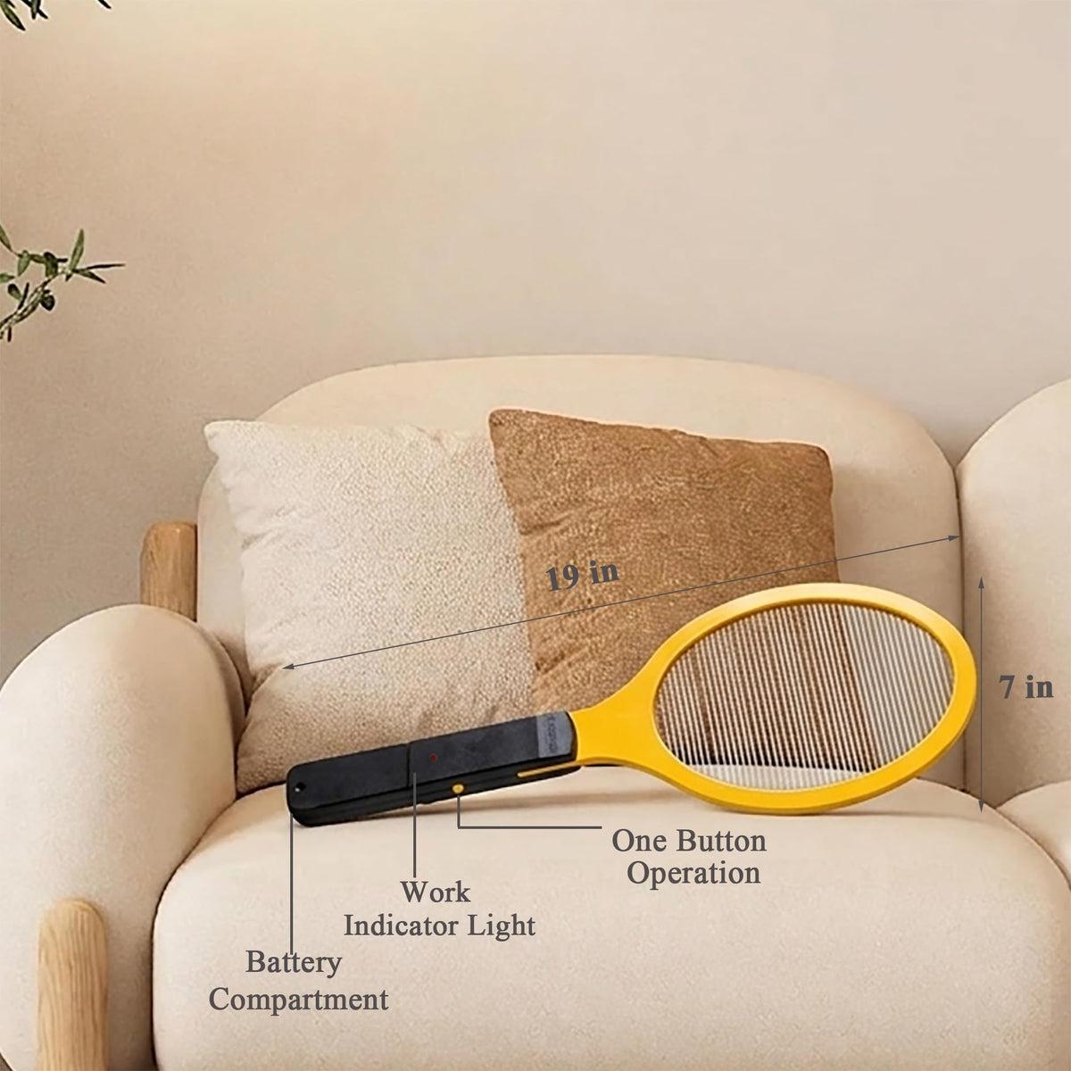 Electric Fly Swatter - Bug Zapper - Powerful 2200V Mosquito & Flies Killer, Fly Swatter for Indoors & Outdoors, Handheld Electric Zapper for Home, Kitchen, Camping (2AA Batteries Included)