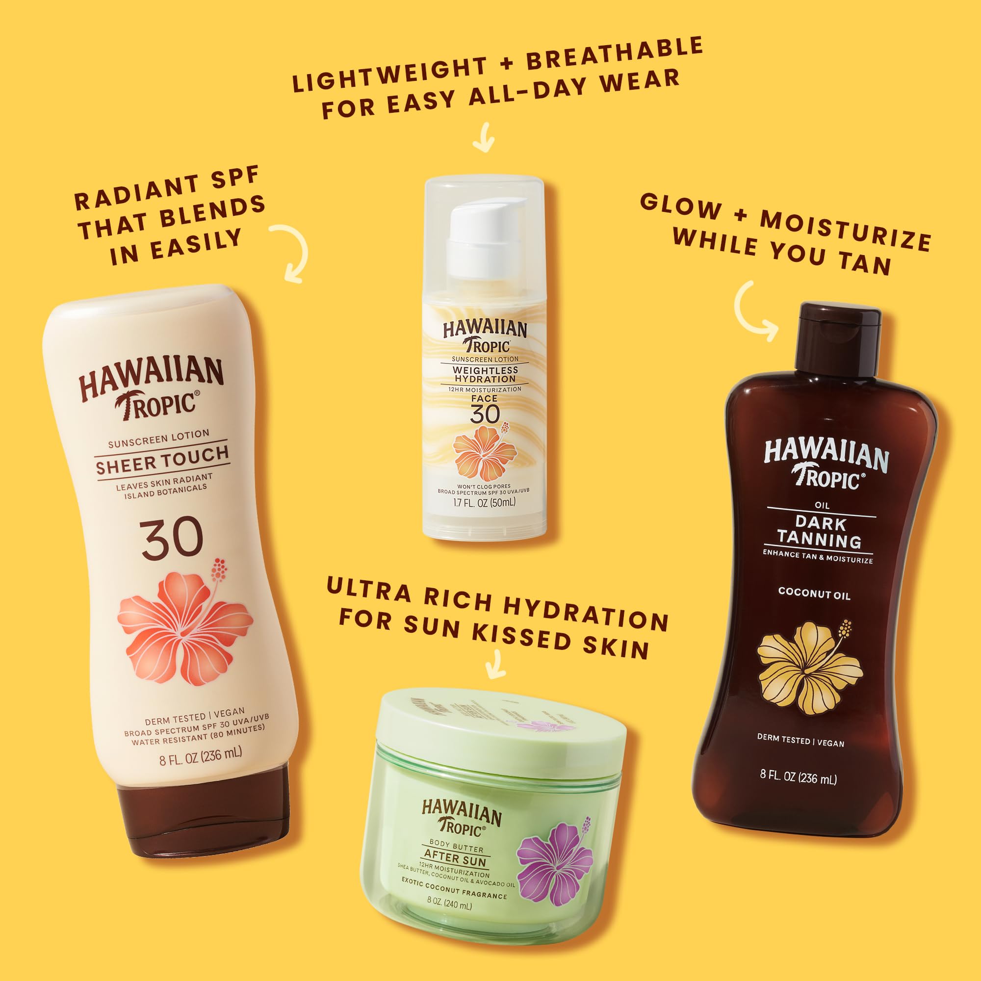 Hawaiian Tropic Island Sport Sunscreen Lotion, Ultra Light, High Performance Protection, SPF 30, Coconut, 8 Oz | Lightweight sport sunscreen, Sweat and water resistant sunblock, UVA/UVB broad spectrum protection, Iconic tropical scent
