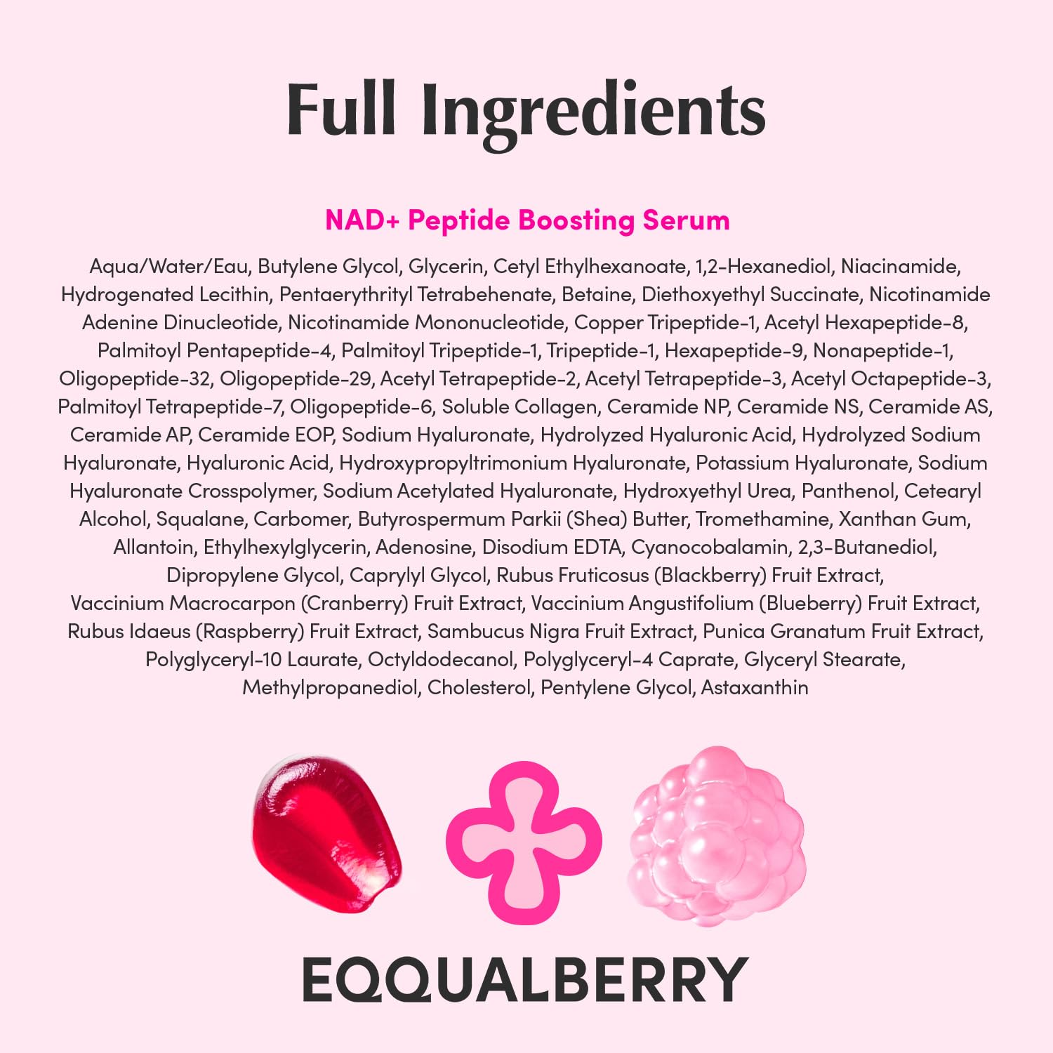 EQQUALBERRY NAD+ Peptide Boosting Serum | 14 Peptide Serum for Face, Neck & Body | Niacinamide 2% & Vegan Collagen for Anti-Aging, Firming & Lifting | Korean Skincare (1.01 oz / 30ml)