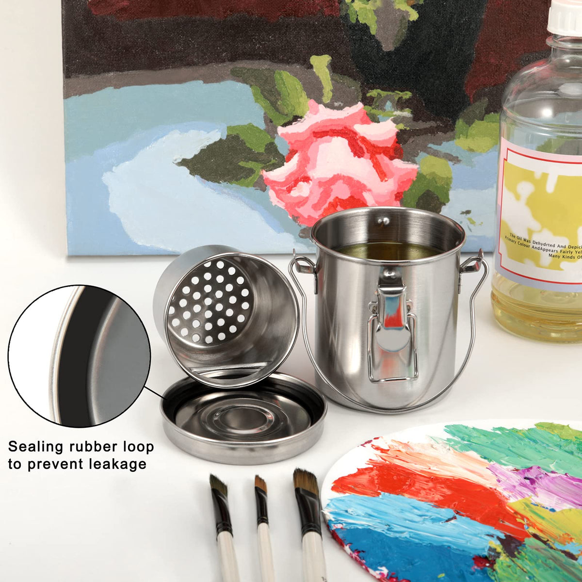 MyLifeUNIT Paint Brush Cleaner, Stainless Steel Brush Holder, 10oz/Small