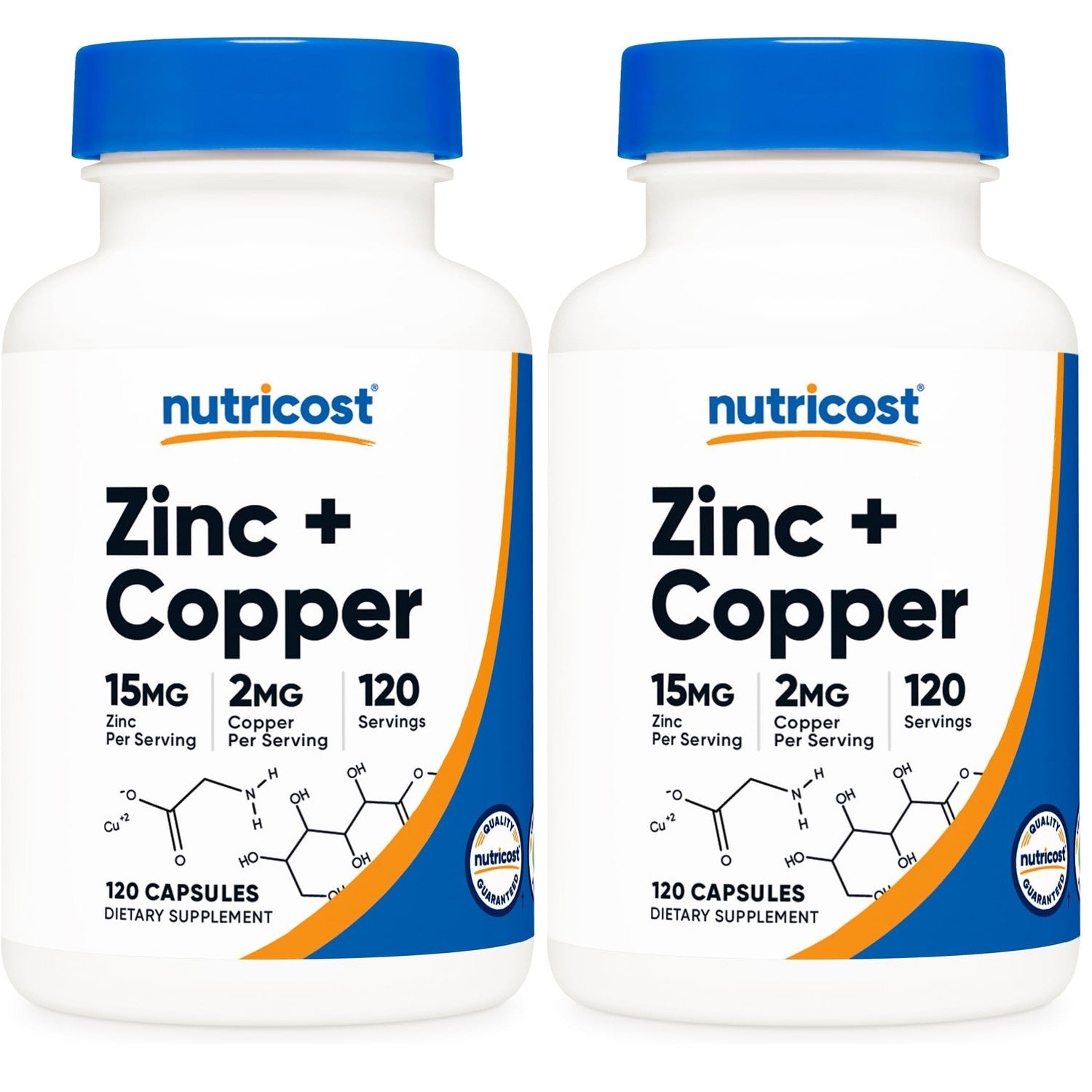 Nutricost Zinc + Copper Capsules, 120 Servings, GMO-Free, Vegetarian | 15MG Zinc + 2MG Copper Per Serving