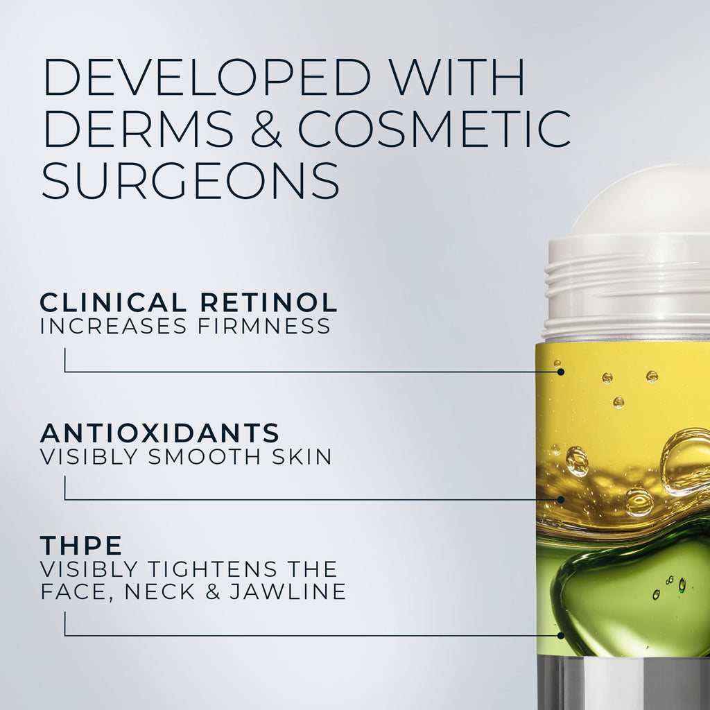 RoC Derm Correxion Retinol Serum for Face Anti Aging Firming Serum Stick | 1oz, Antioxidants visibly tighten and firm wrinkles and laugh lines on face & neck, Fragrance-Free (with Lip Packette)