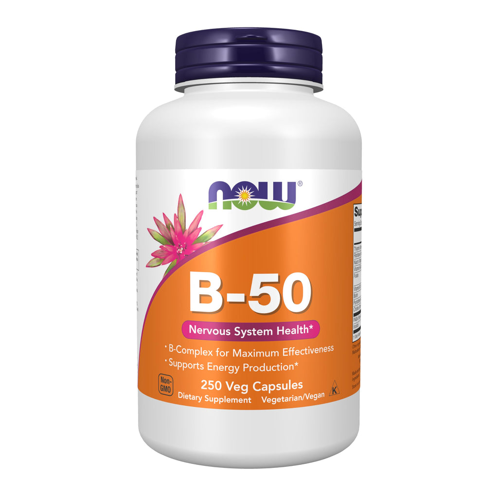 NOW Foods Supplements, Vitamin B-50 mg, Energy Production*, Nervous System Health*, 100 Veg Capsules