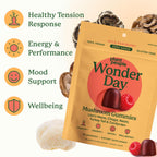 Plant People WonderDay Mushroom Gummies for Energy, Raspberry, 60ct | Chaga Mushroom Supplement to Support Immune System De-Stress Boost Mood & Energy in Adults Natural, Vegan, Non-GMO