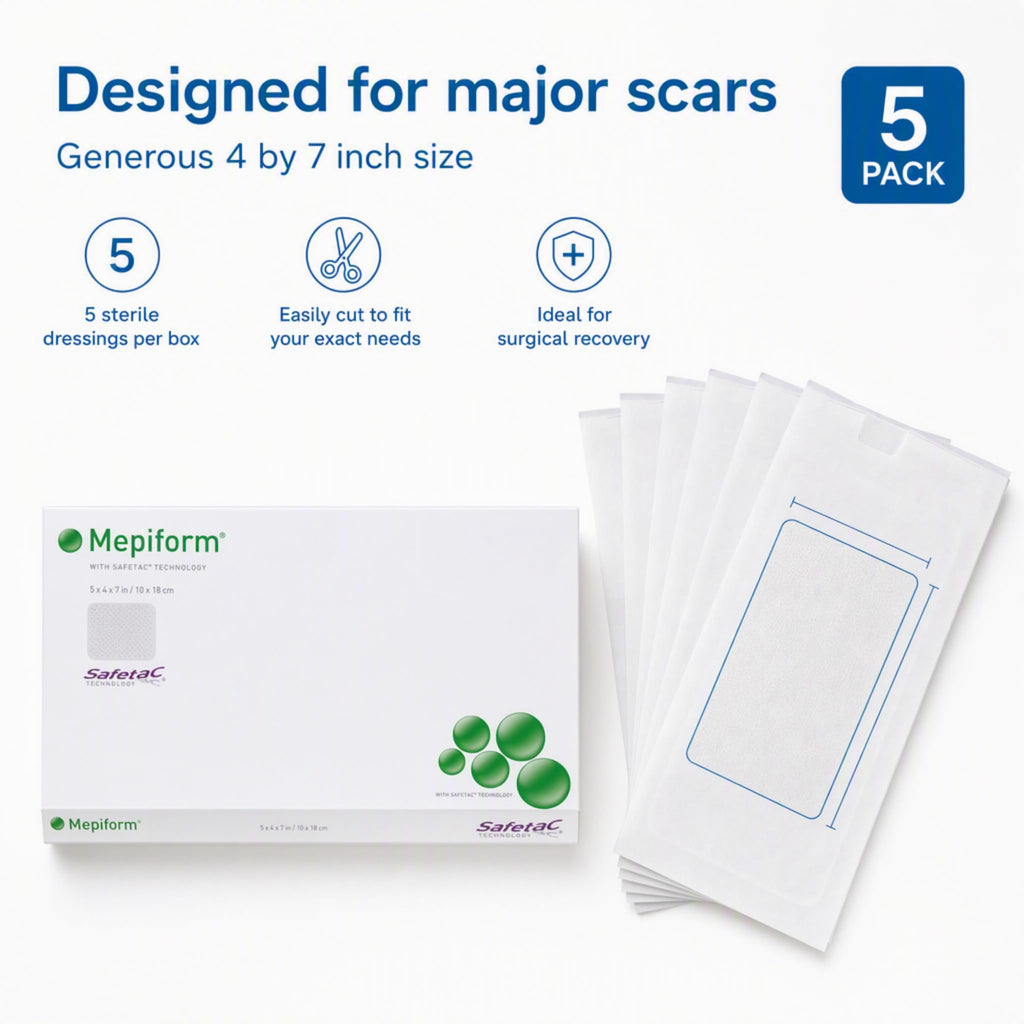 Mepiform Scar Reduction Dressing 4x7inch 10x18cm 5/pk From Spain