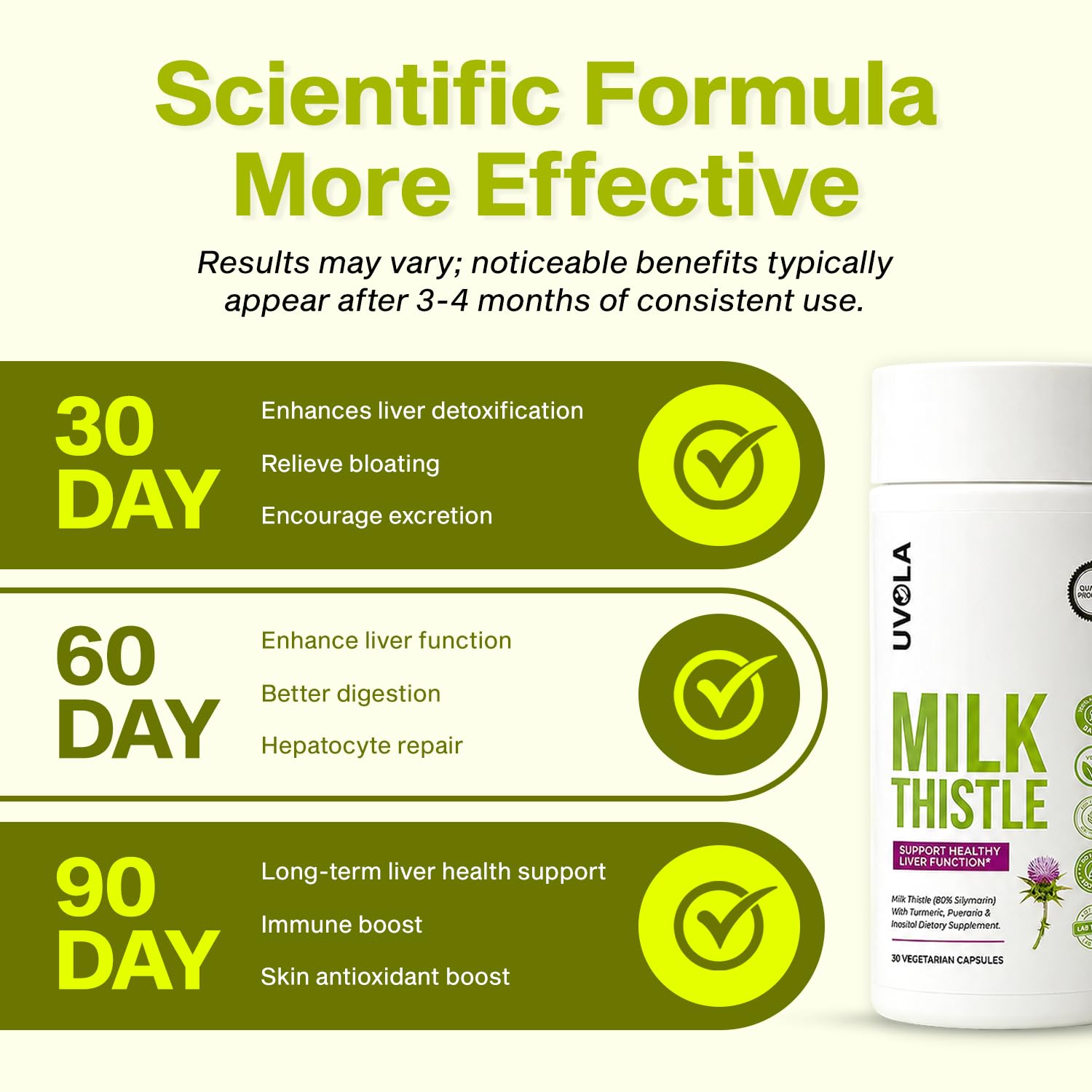 Uvola Milk Thistle Liver Detox - 100% Natural Vegan Support - 60 Capsules | Official Brand, Silymarin, 8 In 1 Blend, Non-GMO, Gluten-Free, Soy-Free, Antioxidant Support, Health Detox