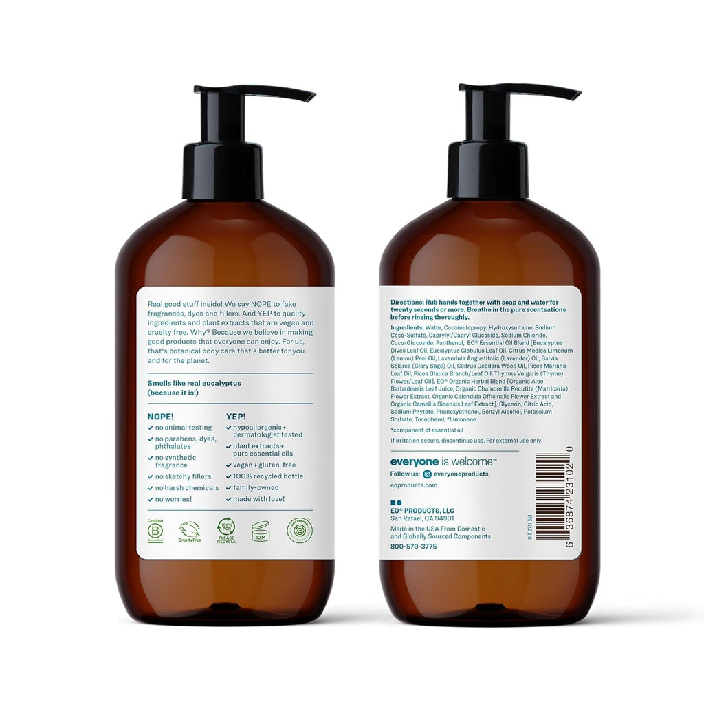 Everyone Liquid Hand Soap, 12.75 Ounce (Pack of 1), Pacific Eucalyptus, Plant-Based Cleanser with Pure Essential Oils