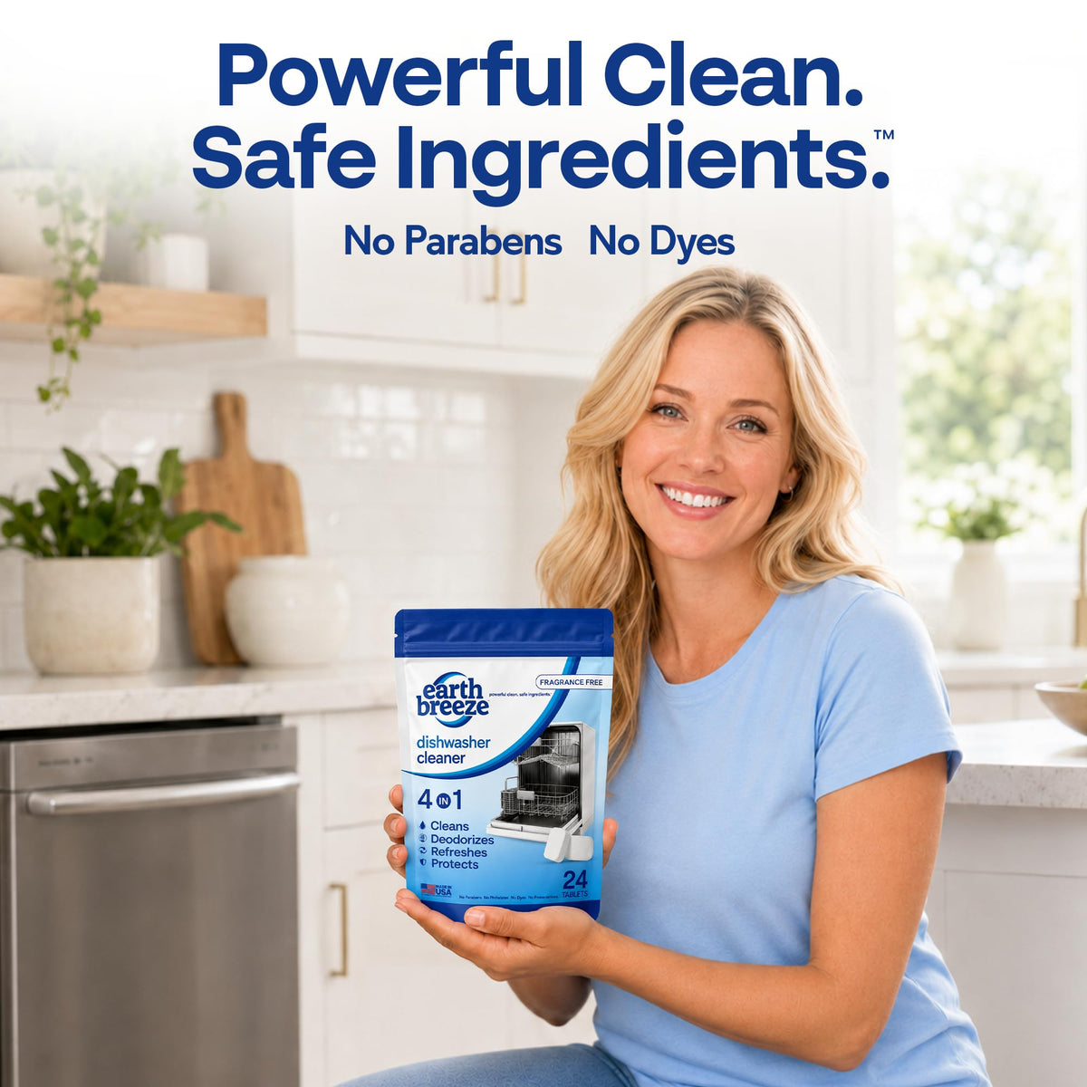 Earth Breeze Dishwasher Cleaner Tablets 4-in-1 Fragrance Free