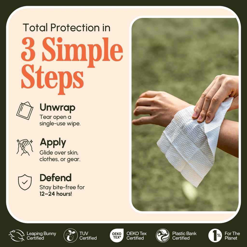 Lunata Natural Bug Wipes Plant-Powered with Oil of Lemon Eucalyptus
