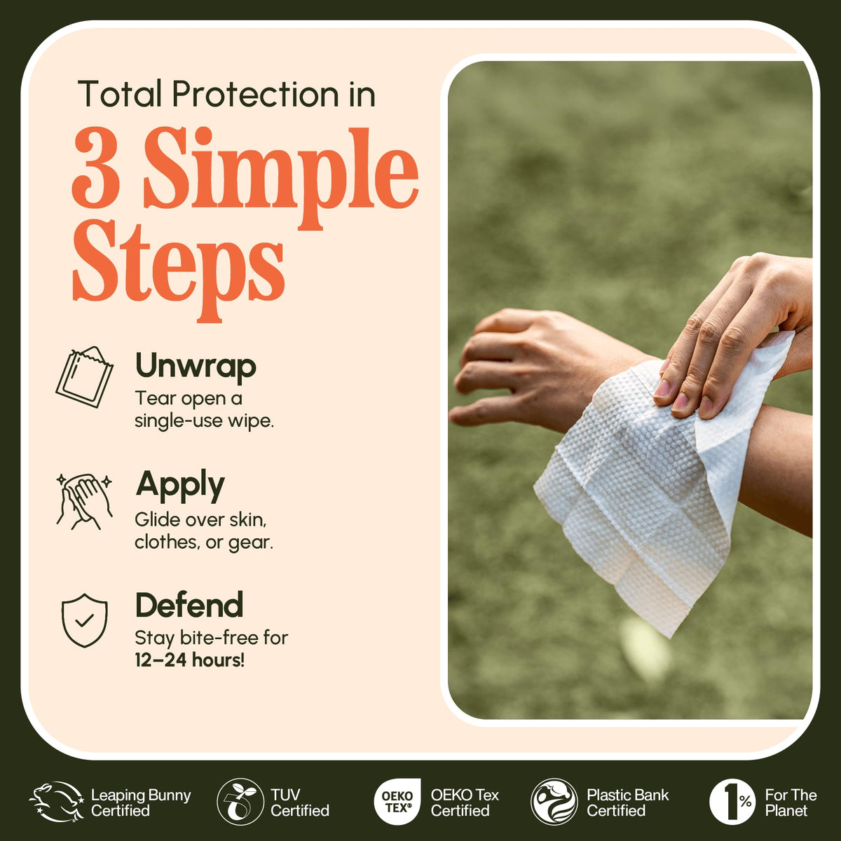 Lunata Natural Bug Wipes Plant-Powered with Oil of Lemon Eucalyptus