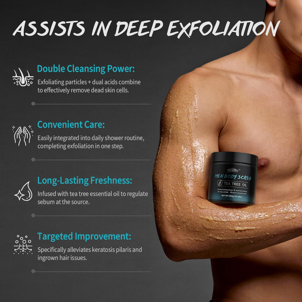 Men's Body Scrub Tea Tree Oil Mens Exfoliating Body Wash Body Scrub for Men