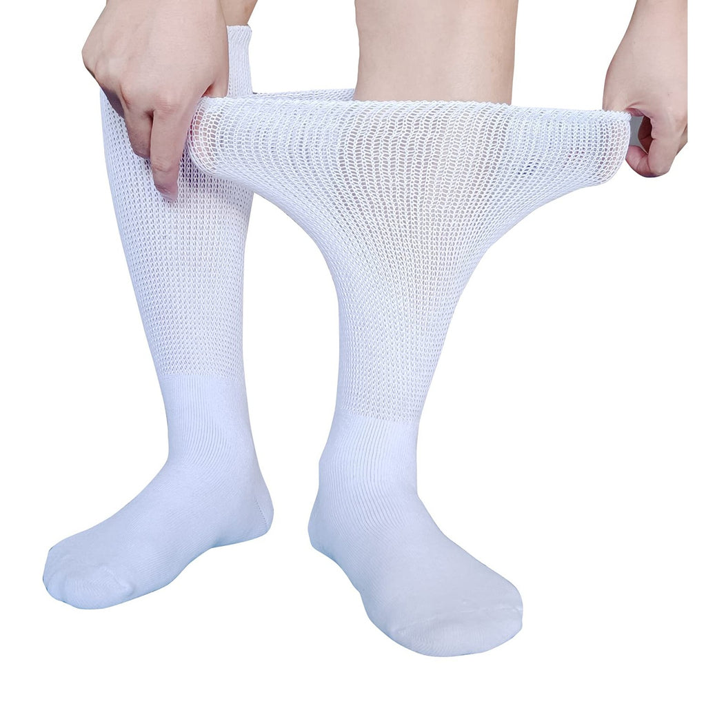 CIRZUEX Extra Wide Socks for Lymphedema Swollen Feet Leg, Bariatric Socks, Cast Boot Sock, Diabetic Non Binding Neuropathy Swelling Women Men 2 Pairs