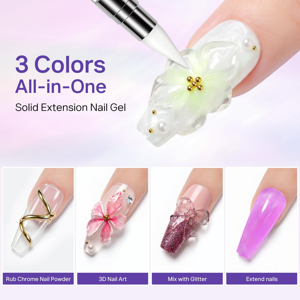 MIZHSE 3D Sculpting Gel set features 3 colors for intricate nail art. Premium imported gel for stunning, extended nails.