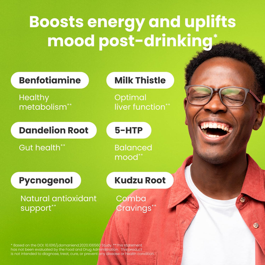 NoMoreDrinks Anti Alcohol Craving Supplement | Liver Detox & Combat Cravings | Energy Support Alcohol Replacement Drink | Organic Milk Thistle Supplement & Dandelion Root & 5HTP | (10) Energy Pills