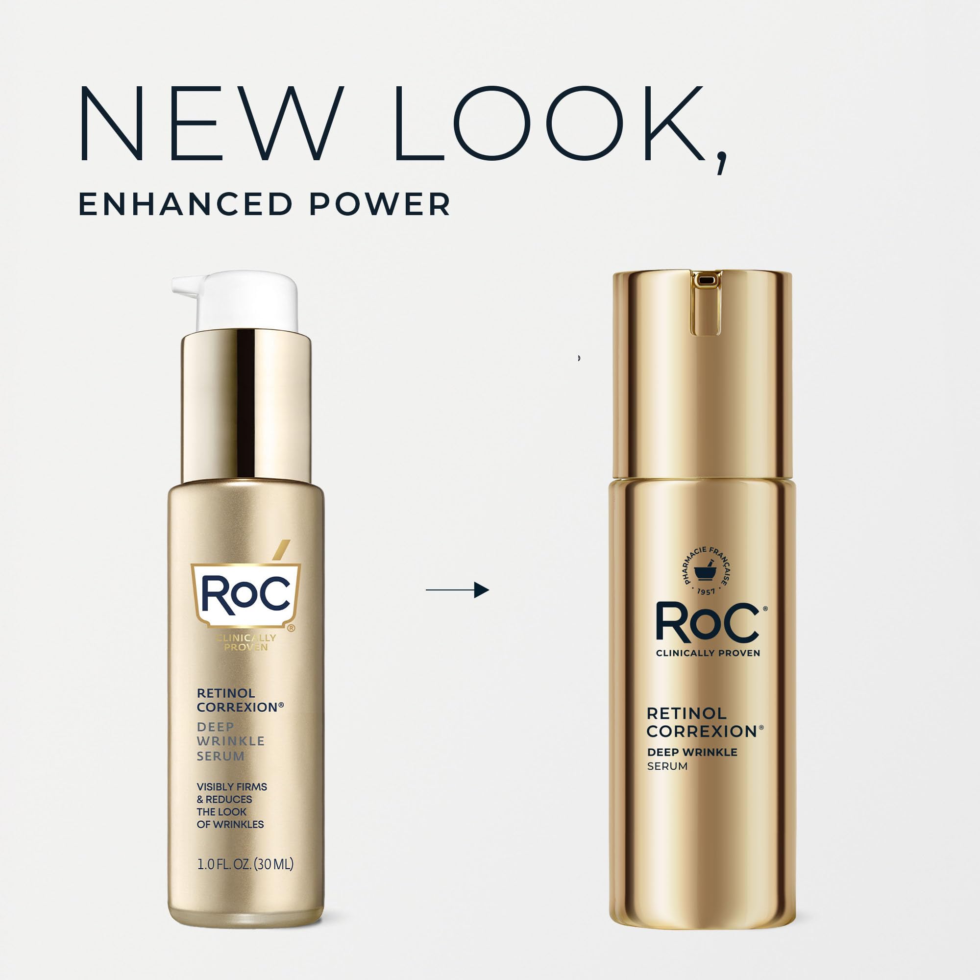 RoC Retinol Correxion Deep Wrinkle Retinol Face Serum, Ascorbic Acid, 1 0z | Anti-aging treatment for fine lines, dark spots, post acne scars, clinically proven, dermatologist-tested, packaging may vary